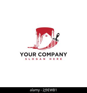 Service de peinture de maison, décoration et icône de réparation. Logo vectoriel, étiquette, emblème. Concept pour la décoration, le bâtiment, la construction de maisons et de colori Illustration de Vecteur