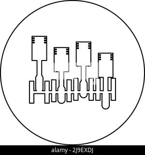 Moteur de vilebrequin bloc-cylindres piston moteur à combustion interne détail voiture icône moteur en cercle rond noir image d'illustration de vecteur de couleur Illustration de Vecteur