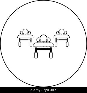 Patients sur les canapés est couché hôpital pandémie concept clinique épidémique icône dans le cercle rond noir couleur vecteur illustration contour de l'image Illustration de Vecteur