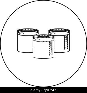 Réservoirs avec icône de stockage d'huile dans le cercle rond noir couleur vecteur illustration image contour ligne de contour mince style simple Illustration de Vecteur