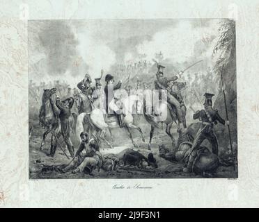Gravure de la bataille de Somosierra. Guerres napoléoniennes. 1821-1836, par François Grenier (1793-1867). La bataille de Somosierra a eu lieu le 30 novembre Banque D'Images