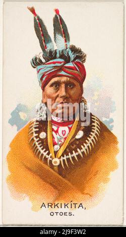 Carte professionnelle vintage d'Arkikita, Otoes, de la série American Indian Chiefs (N2) pour Allen & Ginter cigarettes Brands 1888 cartes commerciales de l'AME Banque D'Images