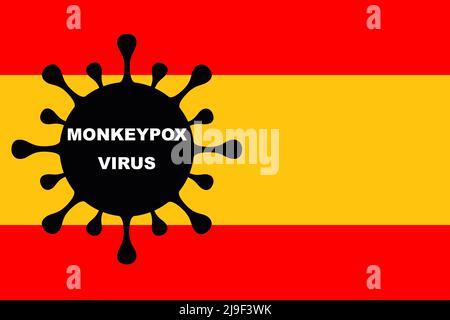 VIRUS DE LA VARIOLE DU SINGE. Drapeau de l'Espagne. Mpox. Clade 1b. La variole du singe. Vésicules de la variole du singe sur le bras. Virus, épidémie, maladie. Clade 2. Banque D'Images