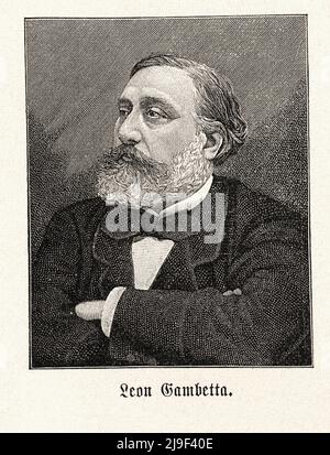 Portrait de Léon Gambetta. Leon Michel Gambetta (1838 - 1882) - politicien républicain français, Premier ministre et ministre des Affaires étrangères de la France Banque D'Images