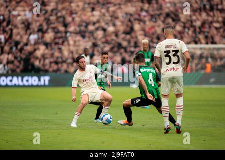 Davide Calabria (AC Milan) pendant le championnat italien Serie Un match de football entre US Sassuolo et AC Milan le 22 mai 2022 au Mapei Stadium-Citta del Tricolor à Reggio Emilia, Italie - photo: Nderim Kacili/DPPI/LiveMedia Banque D'Images