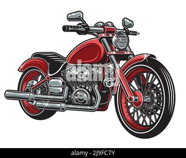 Illustration vectorielle de la moto de couleur rouge isolée sur fond blanc. Illustration de Vecteur