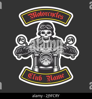 Broderie classique du motard pour la veste. Thème moto Illustration de Vecteur