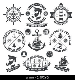 Ensemble d'étiquettes nautique vintage, icônes et d'éléments de conception Illustration de Vecteur