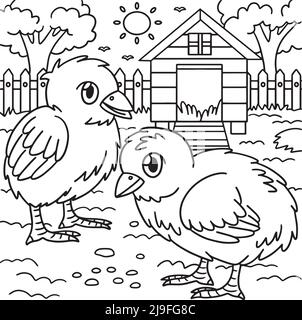 Page de coloriage de poussins pour enfants Illustration de Vecteur