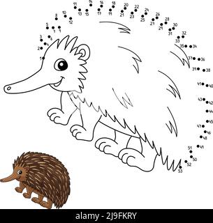 Page de coloriage d'animaux point à point Echidna pour enfants Illustration de Vecteur