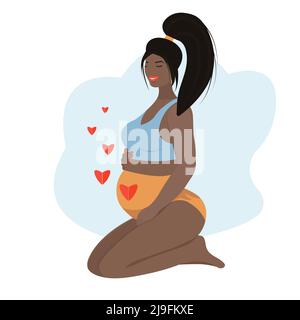 Femme enceinte noire, illustration faite dans des tons clairs Illustration de Vecteur