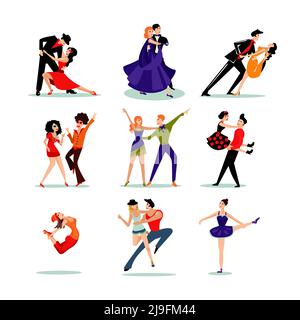 Dancing de personnes ensemble dans différents vêtements et différents styles de danse illustration vectorielle isolée Illustration de Vecteur
