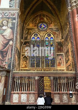 Bologne, Italie. La chapelle des Magi à l'intérieur de la célèbre église de S. Petronius. Banque D'Images