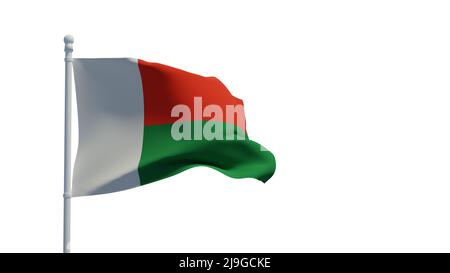 Drapeau national de la République de Madagascar, agitant dans le vent. 3D rendu, illustration CGI Banque D'Images