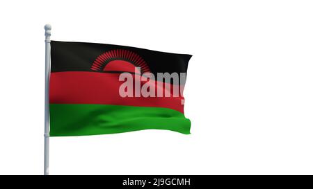 Drapeau national de la République du Malawi, agitant dans le vent. 3D rendu, illustration CGI Banque D'Images