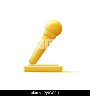 Icône Golden microphone Award, illustration 3D pour concours de musique Illustration de Vecteur