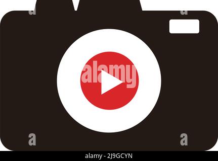 Une icône de caméra avec l'objectif comme bouton de lecture. Vecteur modifiable. Illustration de Vecteur