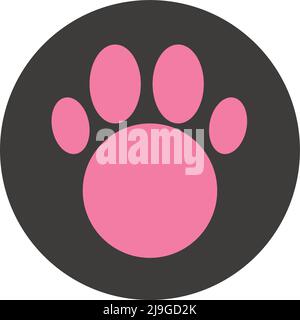 Une icône représentant un paw à l'intérieur d'une icône représentant un cercle noir. Vecteur modifiable. Illustration de Vecteur