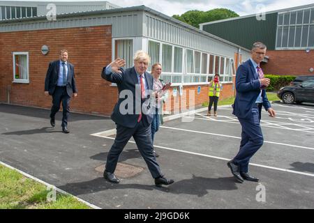 Boris Johnson visite Newtown Mid Wales pour la conférence du parti conservateur gallois. Banque D'Images