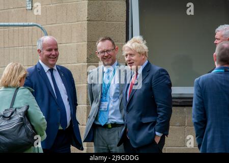 Boris Johnson visite Newtown Mid Wales pour la conférence du parti conservateur gallois. Banque D'Images