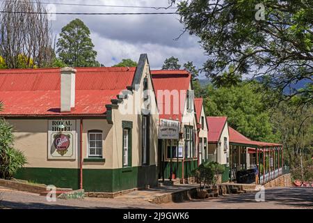 Hôtels et bâtiments historiques à l'ancienne ville minière Pilgrim's Rest / Pelgrimsrus, maintenant petite ville musée dans la province de Mpumalanga, Afrique du Sud Banque D'Images