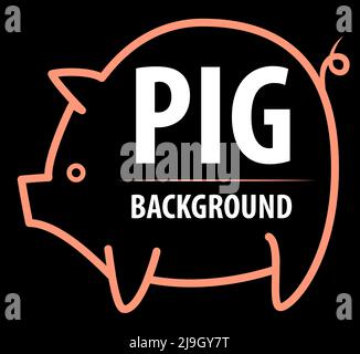 Arrière-plan Big Pig. L'image de contraste. Personnages plats de dessin animé. Illustration vectorielle. Illustration de Vecteur
