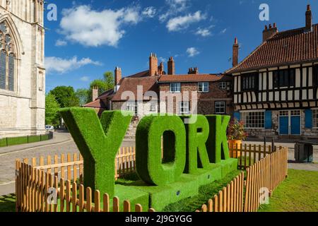 Spring Morning sur College Green à York, Angleterre. Banque D'Images