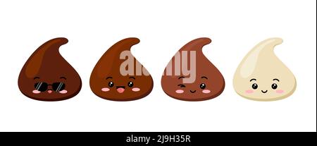 Ensemble de vecteurs de personnages emoji de mignonne chocolat Chips pour enfants. Illustration de Vecteur