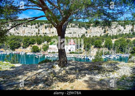 Calanque Port Miou près de Cassis sur la Côte d'Azur en Provence, France, Europe Banque D'Images