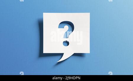 Symbole de point d'interrogation pour la FAQ, les informations, les problèmes et les concepts de solution. Quiz, test, sondage, interrogation, support, connaissance, décision. Minimaliste Banque D'Images