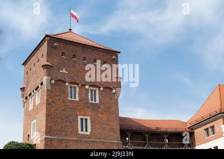 Une section du château de Wawel. Château royal de Wawel, Cracovie, Pologne. Banque D'Images