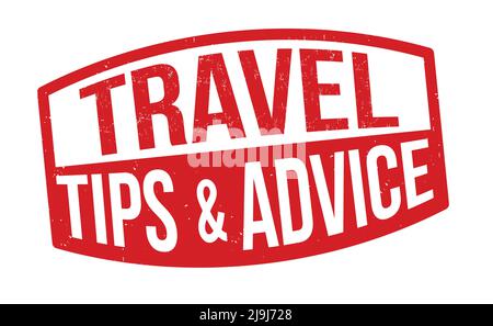 Conseils et astuces de voyage grafter le tampon en caoutchouc sur fond blanc, illustration vectorielle Illustration de Vecteur