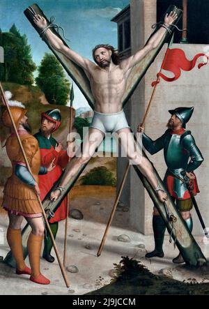 Crucifixion de Saint Andrew, par Juan Correa de Vivar Banque D'Images