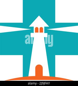 phare Santé médicale logo icône Illustration identité de marque Illustration de Vecteur