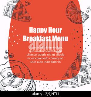 Menu petit-déjeuner, desserts et en-cas à l'happy hour Illustration de Vecteur