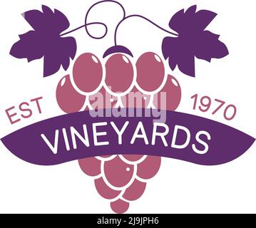 Vignoble emblème de cave de vinification pour boissons alcoolisées Illustration de Vecteur