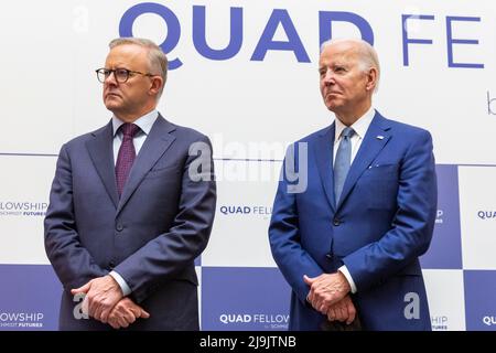 Tokyo, Japon. 24th mai 2022. Le premier ministre australien Anthony Albanese et le président américain Joe Biden assistent à la célébration de la fondation de la bourse Japon-États-Unis-Australie-Inde le 24 mai 2022 à Tokyo, au Japon. (Image de crédit: © POOL via ZUMA Press Wire) Banque D'Images