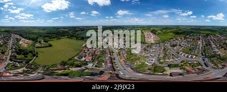 Image à 360 degrés d'une vue aérienne du village de Haughley à Suffolk, Royaume-Uni Banque D'Images