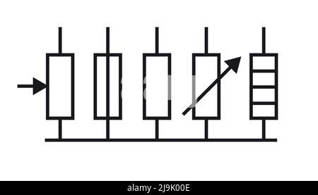 Composant radio. Circuit électronique de la radio. Désignation symbolique. Isolé sur fond blanc. Vecteur. Illustration de Vecteur