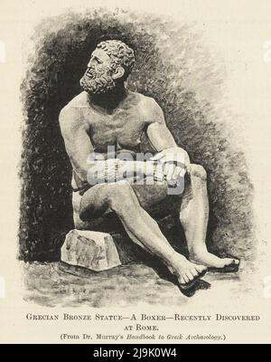 Statue de bronze grécien Un Boxer découvert à Rome à partir du livre ' Greek coins and leurs villes mères ' de John Ward, et Sir George Francis Hill, date de publication 1902 Publisher London, J. Murray Banque D'Images