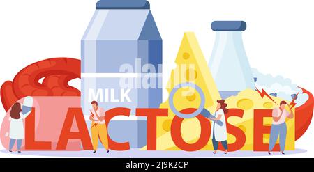 Concept d'intolérance au lactose et au gluten avec symboles des produits laitiers plats illustration vectorielle Illustration de Vecteur