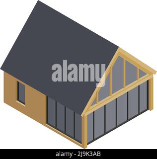 Construction de cadre modulaire composition isométrique avec image isolée de l'illustration vectorielle moderne de la maison Illustration de Vecteur