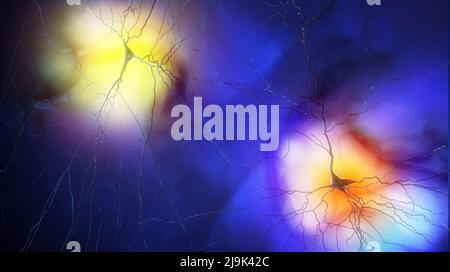 Connexions Synapse. Structure qui permet à un neurone ou à une cellule nerveuse de transmettre un signal électrique ou chimique à un autre neurone. Cerveau. Réseau neuronal Banque D'Images