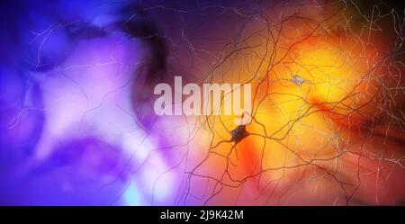 Connexions Synapse. Structure qui permet à un neurone ou à une cellule nerveuse de transmettre un signal électrique ou chimique à un autre neurone. Cerveau. Réseau neuronal Banque D'Images