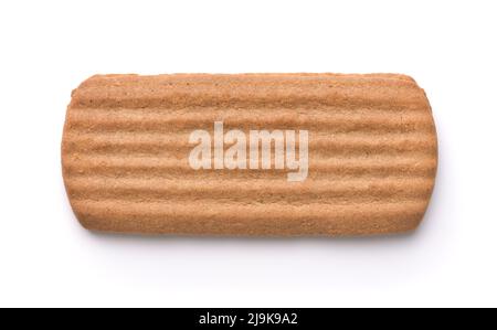 Vue de dessus d'un seul biscuit au gingembre isolé sur blanc Banque D'Images