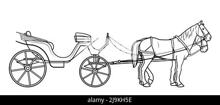 Illustration classique du vecteur de chariot de cheval. Illustration de Vecteur