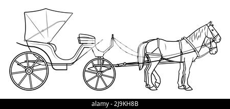 Illustration classique du vecteur de chariot de cheval. Illustration de Vecteur