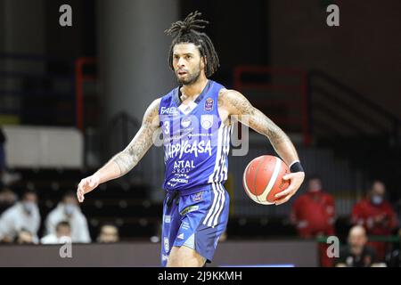 Nick Perkins (# 3 Brindisi) pendant Derthona basket vs Happy Casa Brindisi championnat schip série A1 2021-2022 LBA Banque D'Images