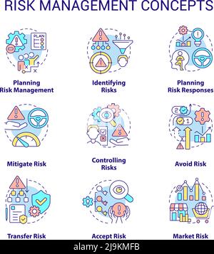 Ensemble d'icônes de concept de gestion des risques Illustration de Vecteur