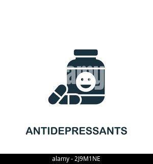 Icône des antidépresseurs. Monochrome simple Psychologie icône pour modèles, web design et infographies Illustration de Vecteur